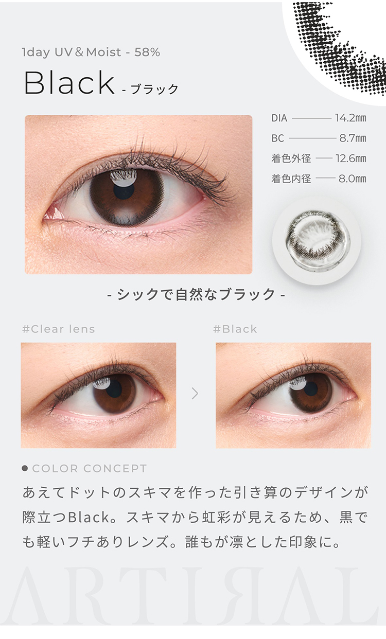 アーティラルワンデーUVモイスト58「ブラック」