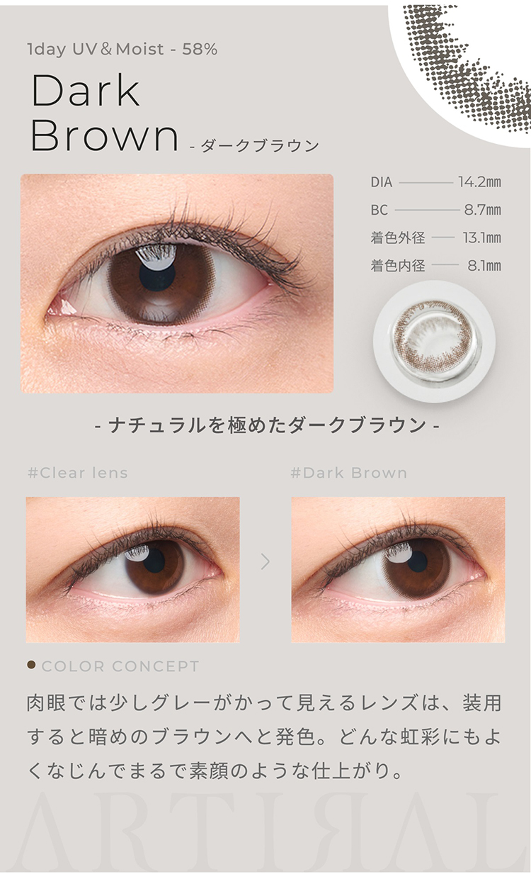 アーティラルワンデーUVモイスト58「ダークブラウン」
