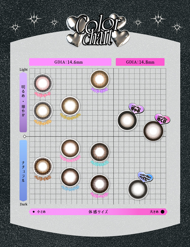 ベイビーモテコン全色カラーチャート