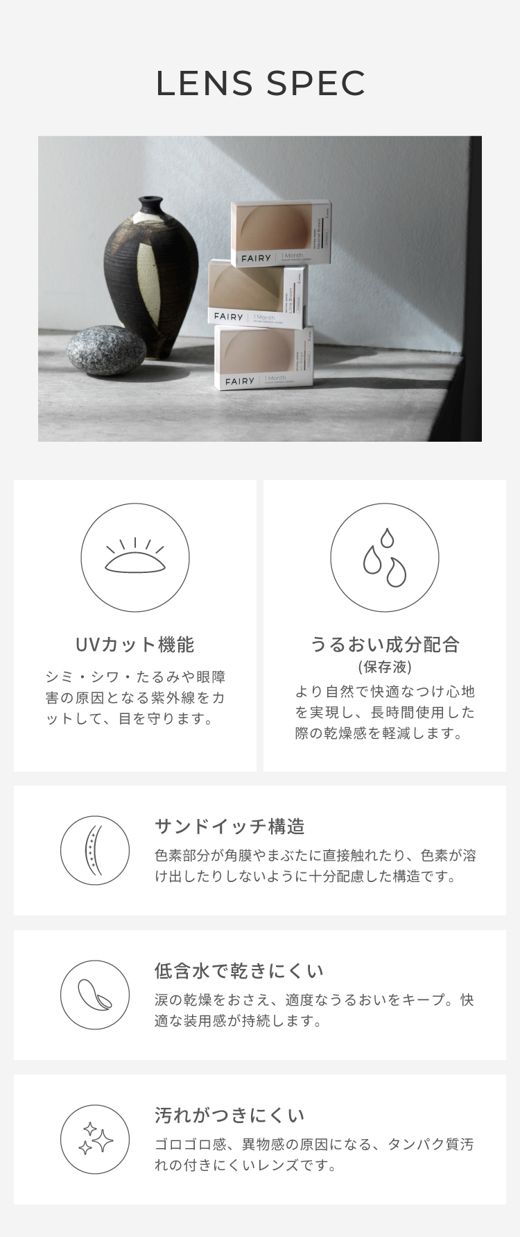 フェアリーマンスリーニュートラルシリーズのこだわりレンズスペック