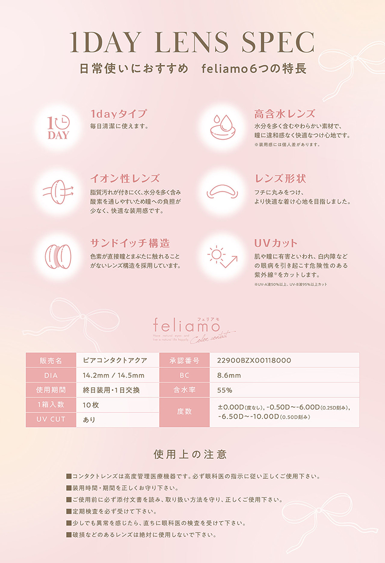 フェリアモワンデーのこだわりレンズスペック