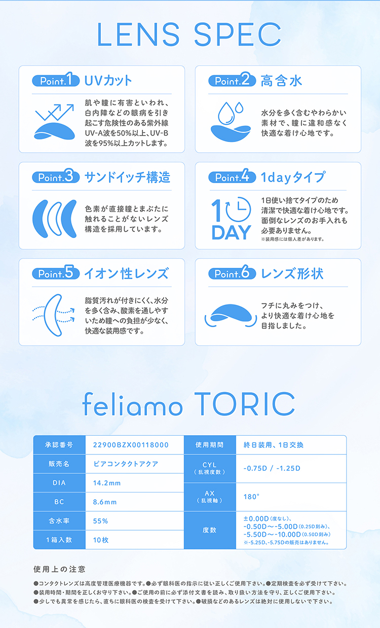 フェリアモトーリックこだわりのレンズスペック