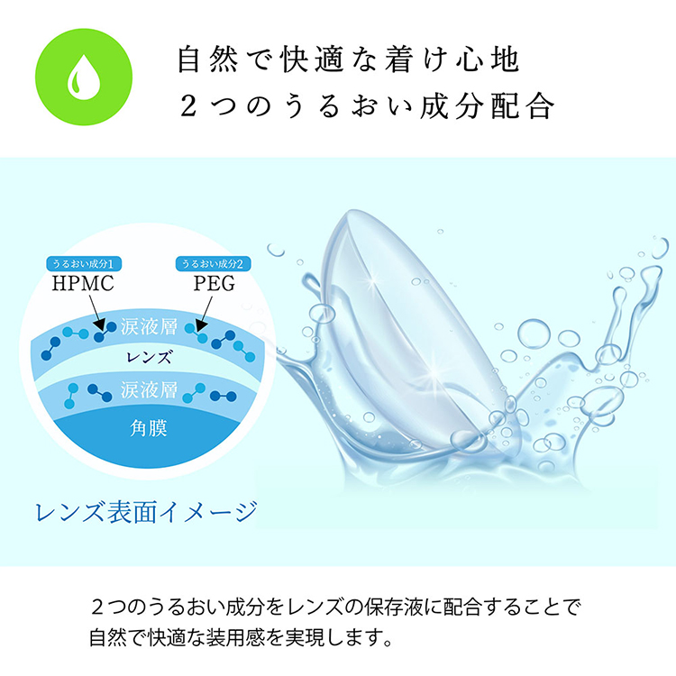 自然で快適な着け心地は2つのうるおい成分配合