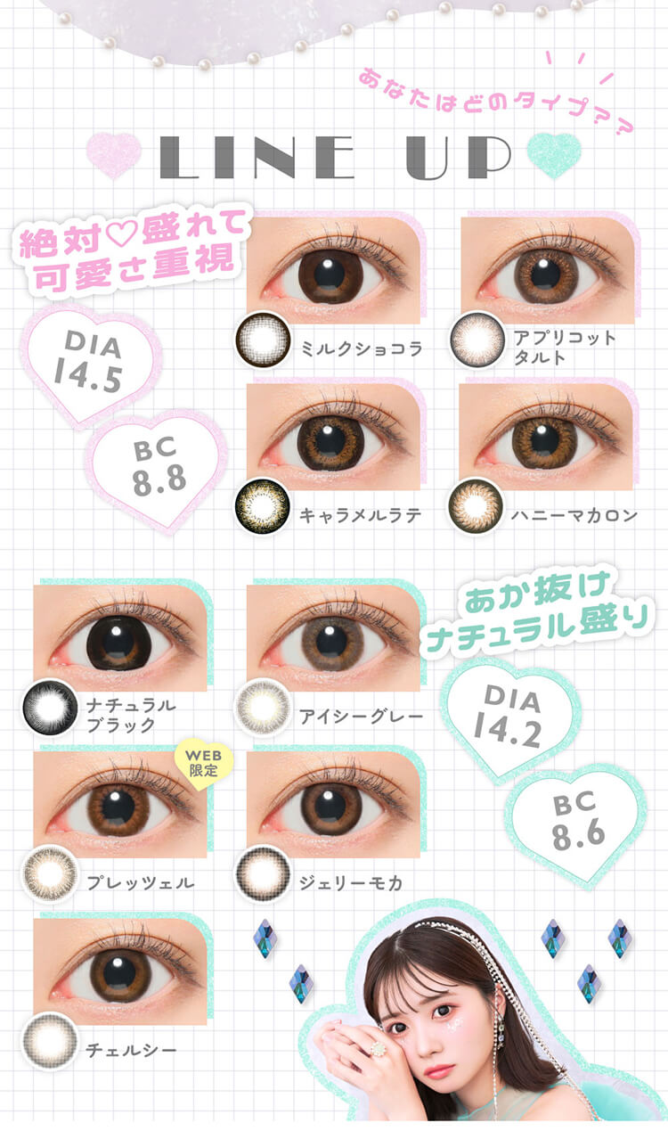 絶対盛れて可愛さ重視の14.5mm、あか抜けナチュラル盛りの14.2mm