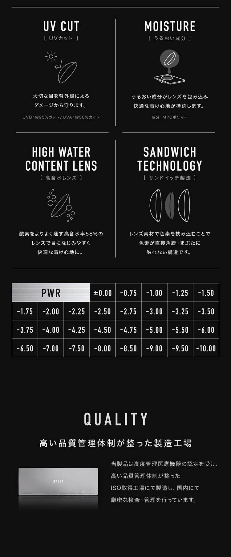 アザーワンデーのこだわりレンズスペック