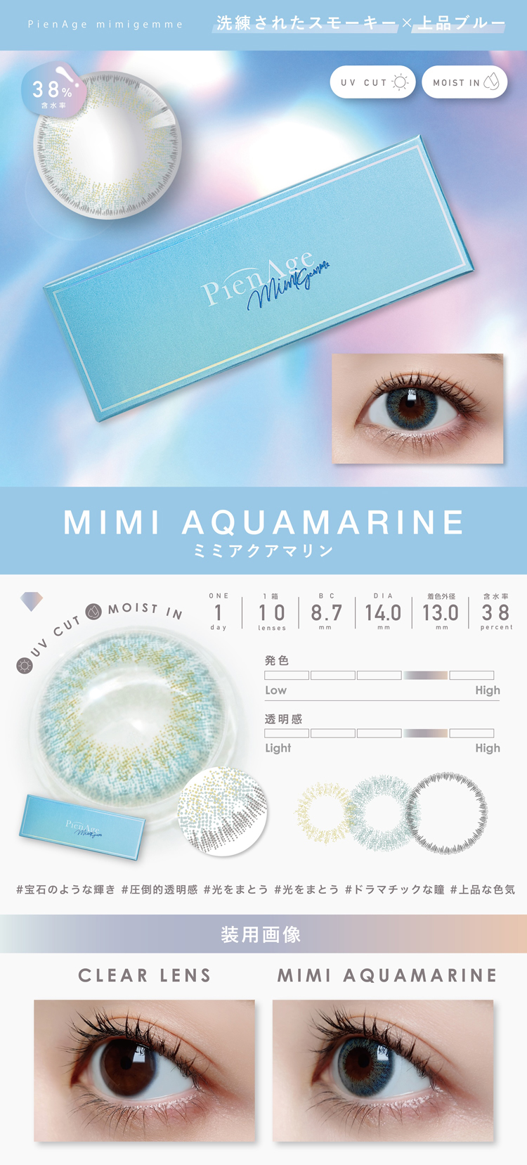 ピエナージュミミジェムワンデー「ミミアクアマリン」