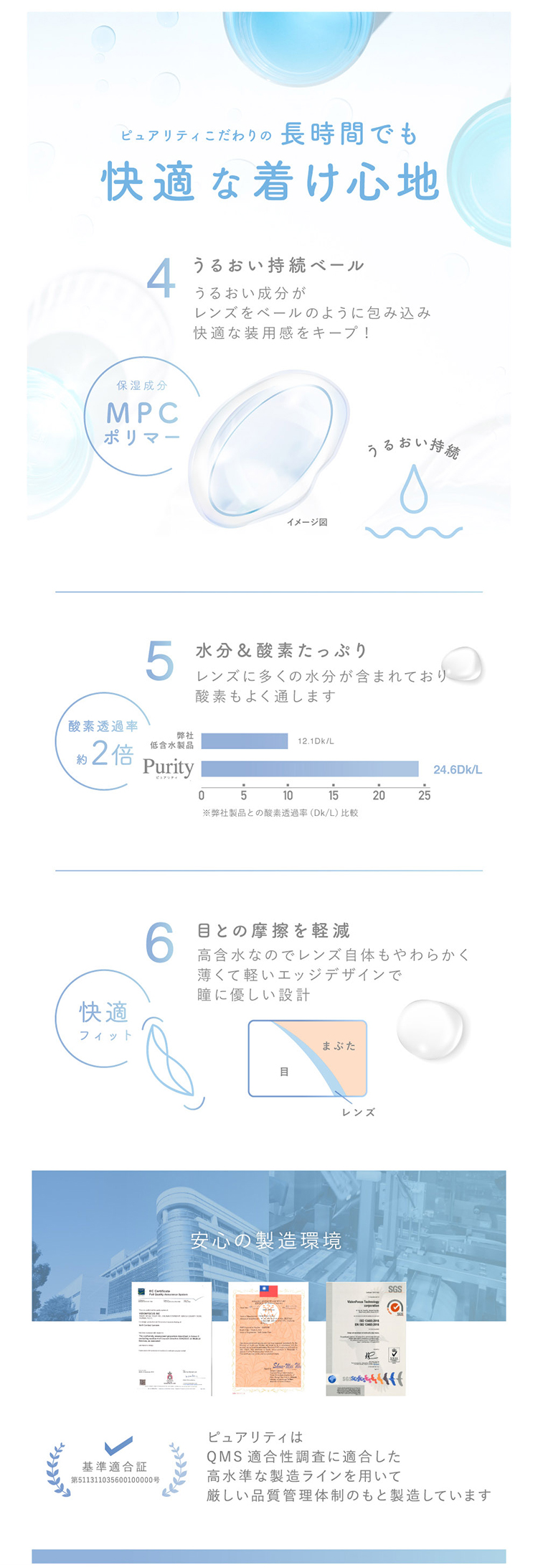ピュアリティクリアは長時間でも快適な着け心地