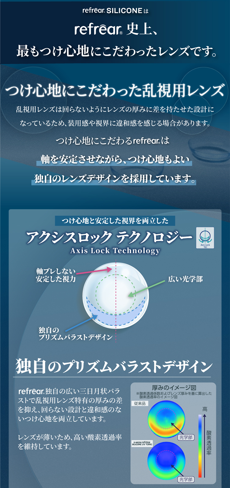 つけ心地にこだわった乱視用レンズ