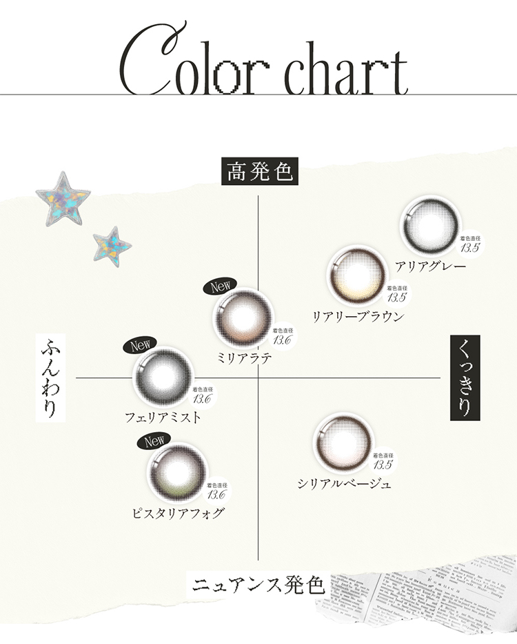 リアリアの全色カラーチャート