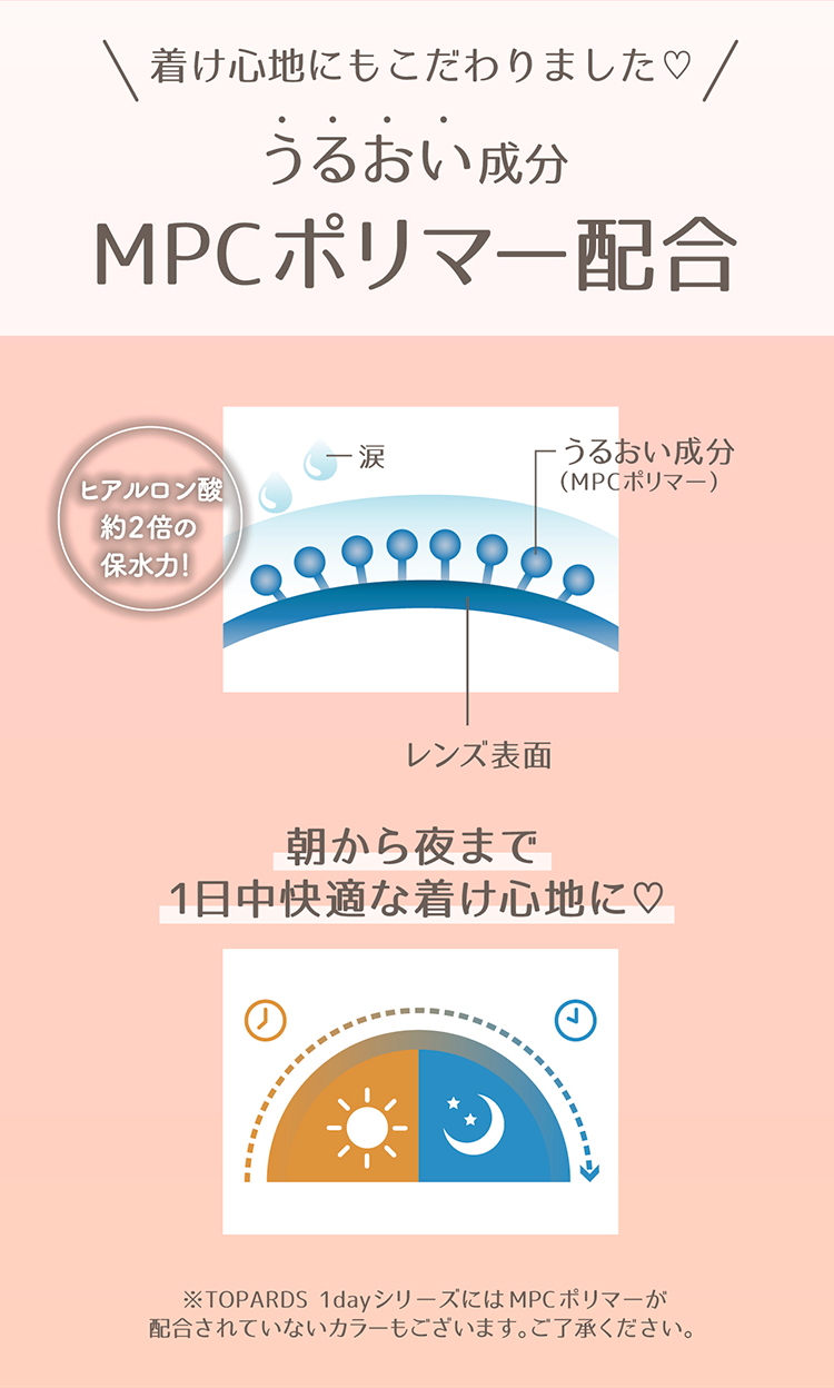 着け心地にもこだわったうるおい成分MPCポリマー配合