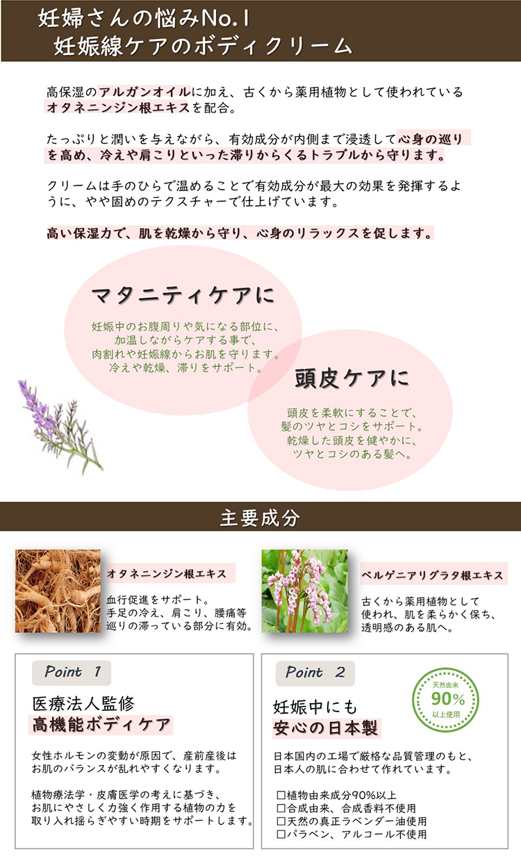 妊婦さんの悩みNo.1 妊娠線ケアのボディクリーム