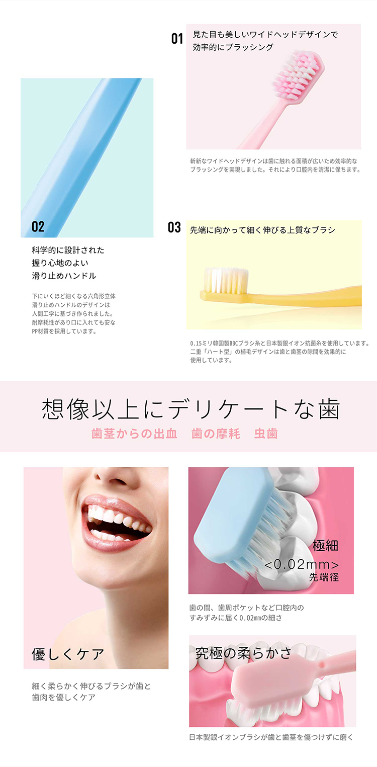 歯茎からの出血や摩擦、虫歯など歯は想像以上にデリケート。