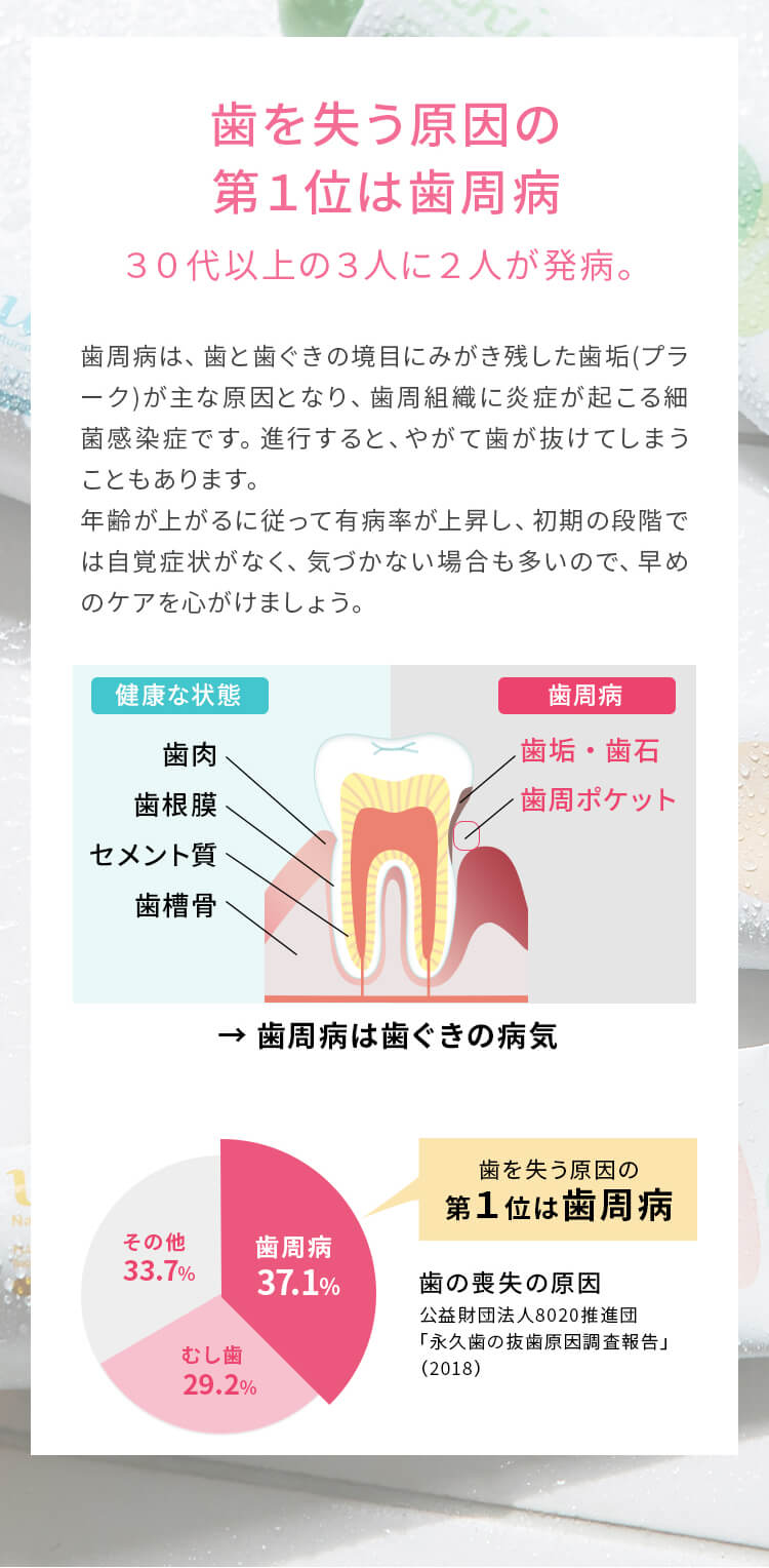 歯を失う原因の第1位は歯周病